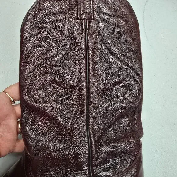 Vintage J. Chisholm Cowboy Western Boots Black Cherry Mens 12 EE 11220 USA Made - Picture 15 of 16